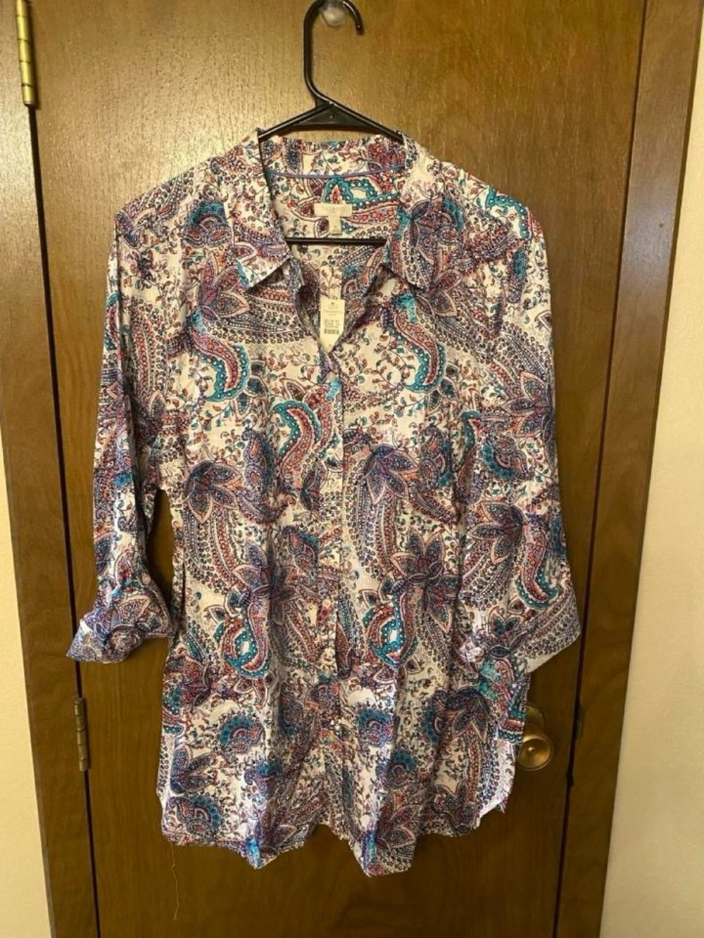 Talbots Teal & Purple Paisley Button-Down Shirt